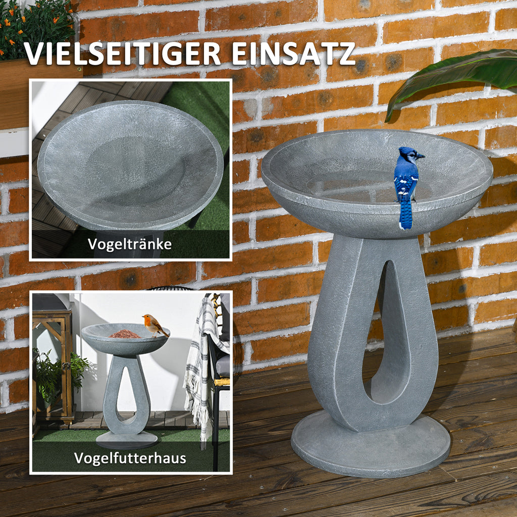 Outsunny Vogeltränke Wassertränke, Steinoptik, 40 cm x 40 cm x 51 cm, Grau