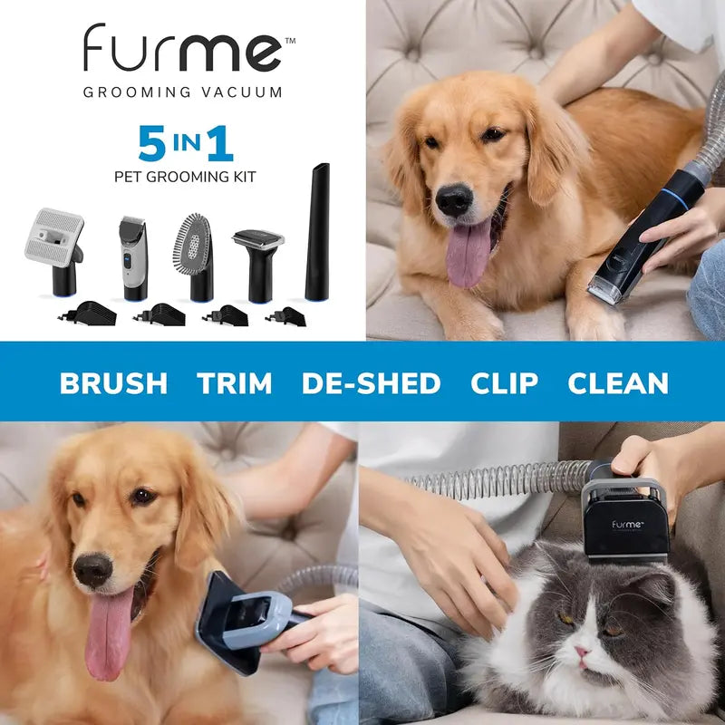 Professional Plus Pet Grooming Vacuum Kit – 5 Tools, 2L Canister, Suitable for All Pets