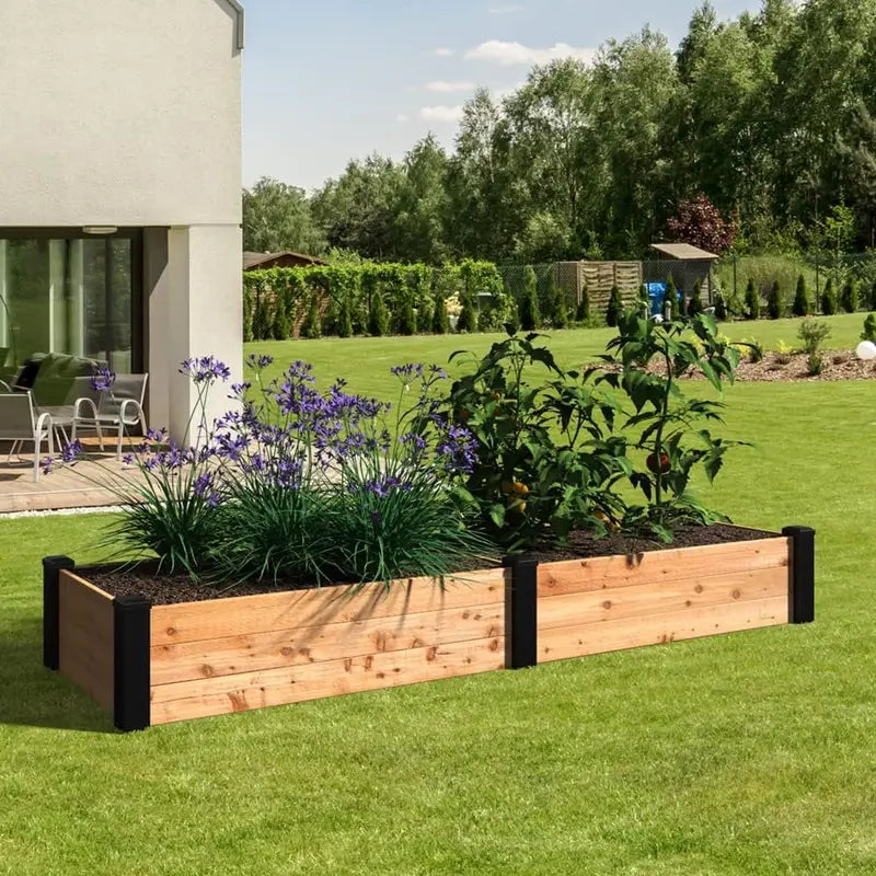 Outdoor Essentials Cedar Raised Garden Bed – 2 ft x 8 ft Natural Wood Planter for Vegetables, Herbs, and Flowers