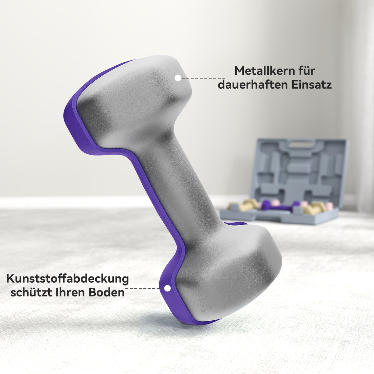 SPORTNOW Hantelset, 6er Set Hanteln mit Gewichten, Kurzhantelset aus Stahl, 1kg, 2kg, 3kg