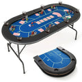 Professional-Grade Foldable Poker Table – 72×36 Inch Surface with 8 Integrated Drink Holders