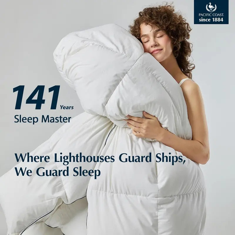Pacific Coast Goose Feather Down Comforter – Queen Size | 100% Cotton Hypoallergenic Duvet Insert with 8 Corner & Center Loops, All-Season Luxury Hotel-Grade Softness