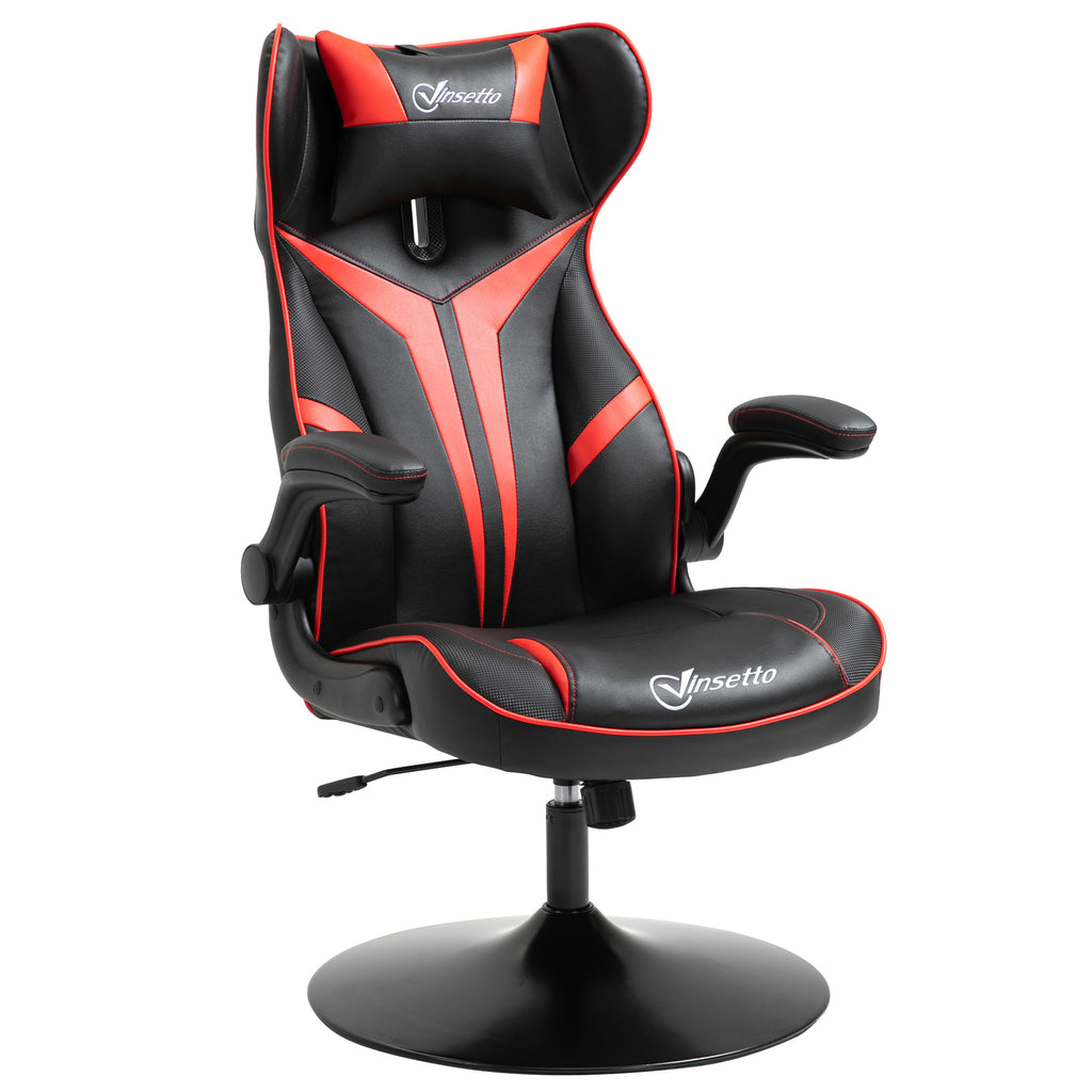 Vinsetto Gaming Stuhl ergonomischer Computerstuhl mit Wippfunktion Drehstuhl höhenverstellbar Stahl Schwarz+Rot 67 x 70 x 106-112 cm
