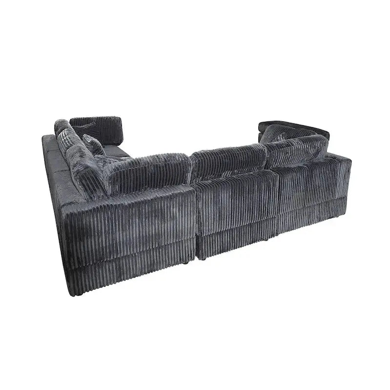 Modular L-Shaped Corduroy Sectional Sofa – 6-Piece DIY Configurable Upholstered Set