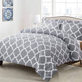 Shatex Microfiber 3 Pieces Bedding Comforter Sets Geometry, Queen - Geometry-grey