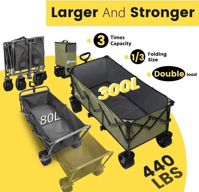 Sekey 48″ Extended Folding Travel Cart – 440 lb Load Rating, Multi-Use Garden & Transport Solution