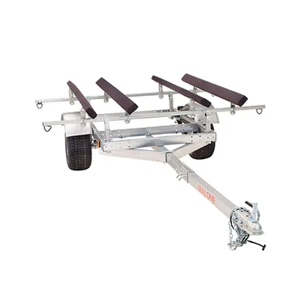 Malone LowMax 2 Galvanized Kayak Trailer – 600 lb Capacity, J/V Rack System, LED Lighting, Made in USA