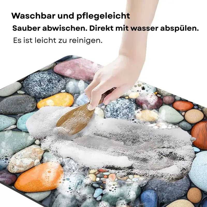 Quick-Drying Stone-Textured Bath Mat with Anti-Slip Base