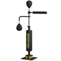 SPORTNOW Boxstand, zwei Speedballs, drehbare Boxstange, Kickpolster, höhenverstellbar, Stahl, 107 x 36 x 140-205 cm, Schwarz