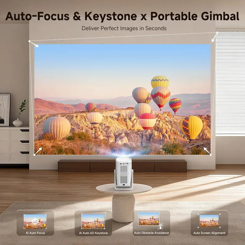 Short-Throw 4K Outdoor Projector: 1200 ANSI Lumens, Built-in Streaming Apps, WiFi & Bluetooth Enabled