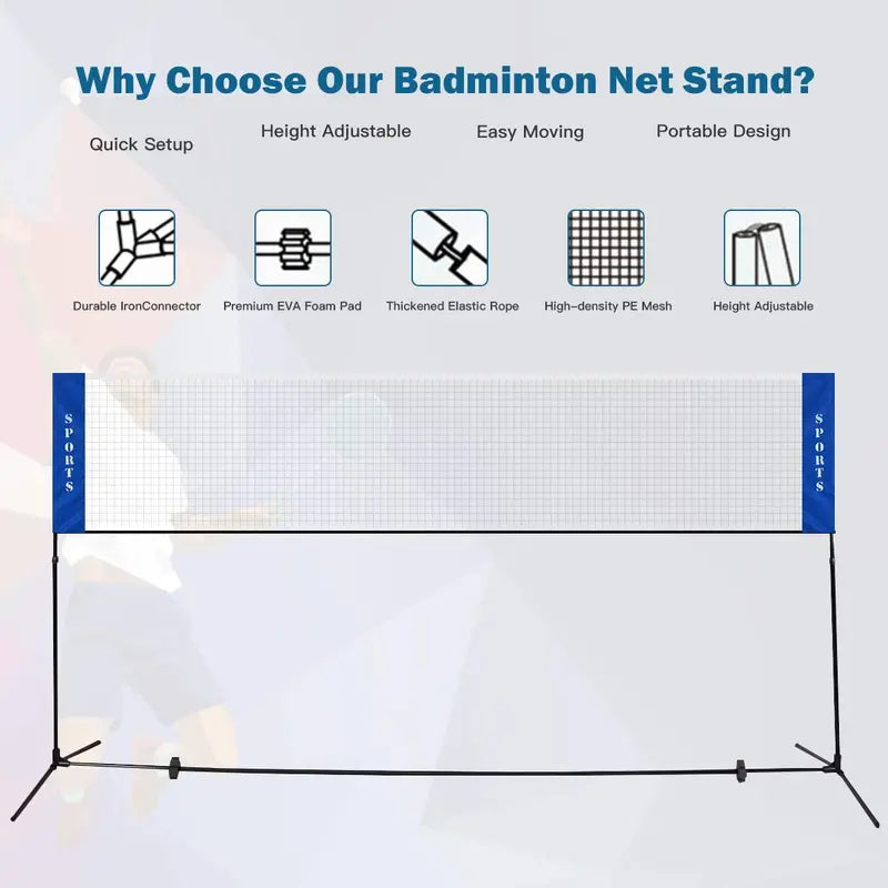 Multi-Sport Portable Net – Adjustable for Badminton, Pickleball, Volleyball, Tennis & Training