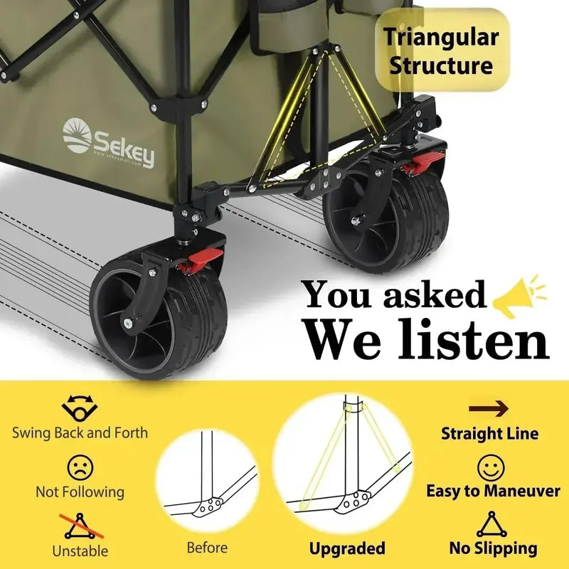 Sekey 48″ Extended Folding Travel Cart – 440 lb Load Rating, Multi-Use Garden & Transport Solution