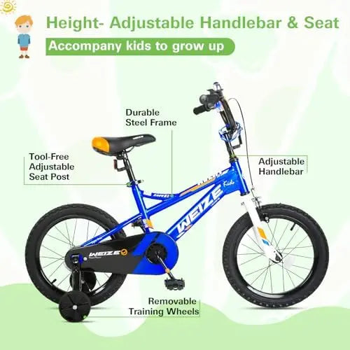 WEIZE Kids Bike 16-20 Inch for Ages 4-12, Coaster Brake, Multiple Colors