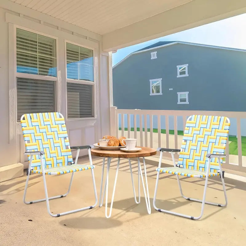 VINGLI 2-Piece Outdoor Folding Chair Set – Webbed Patio Lawn Chairs for Beach, Camping, or Backyard Use
