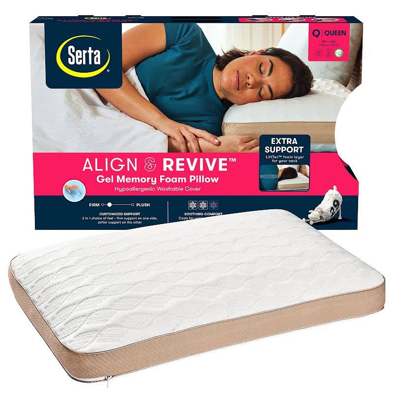 Serta Rest & Revive Gel Memory Foam Pillow, White, King
