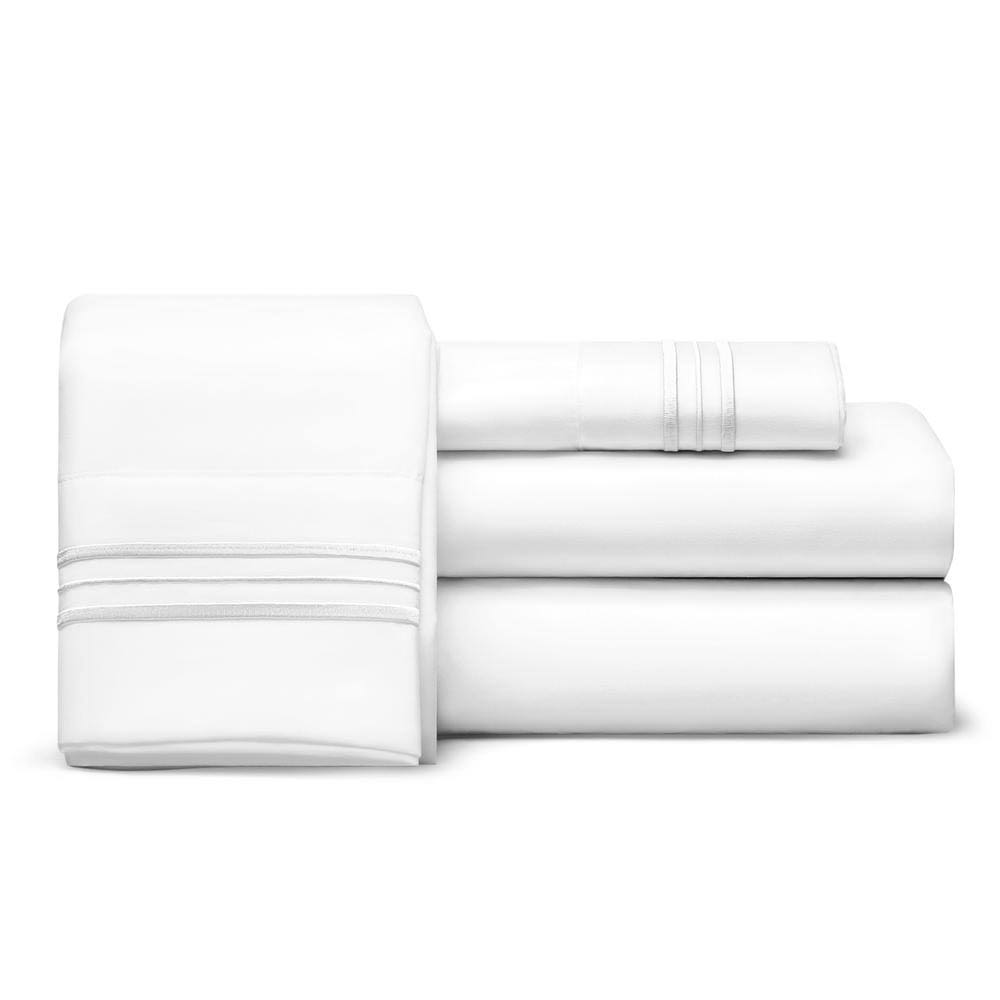 Split Queen Sheets, 1800 Thread Count Ultra Comfort Sheets, Deep Pocket White