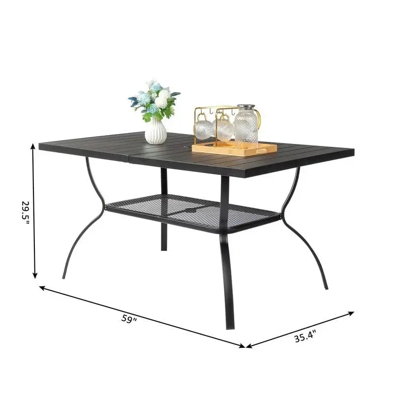 Wrought Iron Patio Dining Table – 59″ Rectangular Outdoor Surface