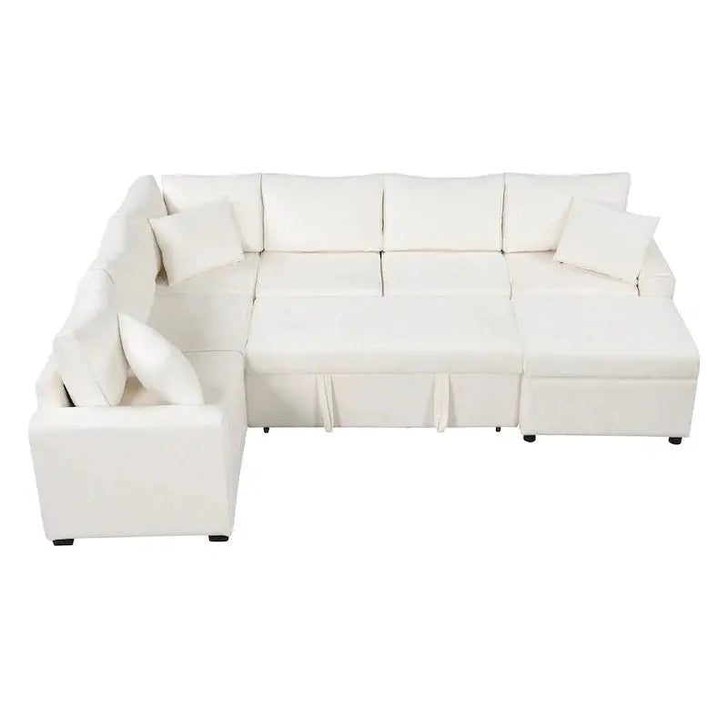 Modular Sectional Sofa Bed – Pull-Out Sleeper Convertible with Comfortable Mattress Support