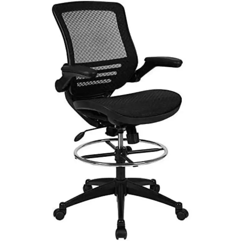 Waylon Mid-Back Transparent Mesh Drafting Chair – Gold Frame