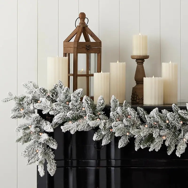 Seasonal LLC 6ft Bluffton Flocked Prelit LED Garland with RGBW Lights & Remote Control