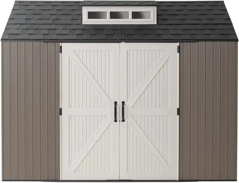 Rubbermaid Weather-Resistant Garden Shed – 2.13m x 2.13m with Floor, Grey Finish