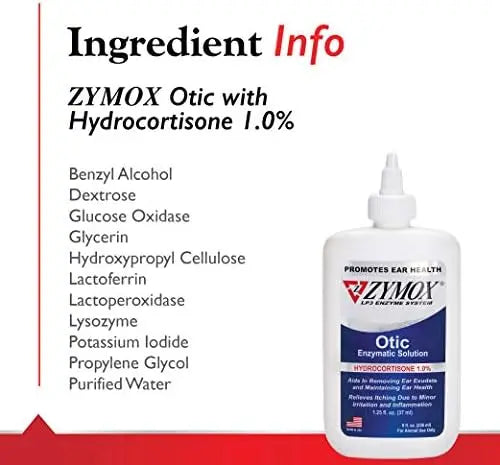 Zymox 1% Hydrocortisone Otic Solution for Dogs & Cats – 8oz Ear Infection Relief