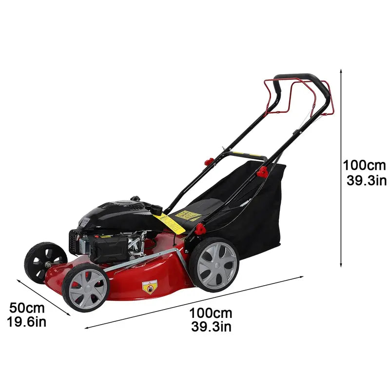 Self-Propelled Gas Lawn Mower with 141cc Engine, 50L Grass Catcher & Large Wheels