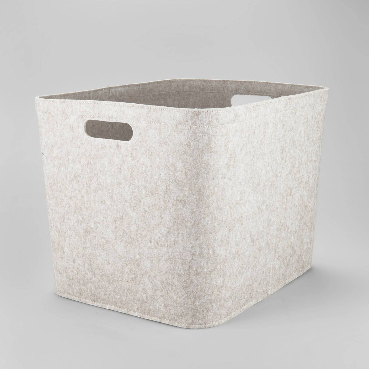 14" x 15" Large Felt Basket with Stitching Oatmeal - Brightroom