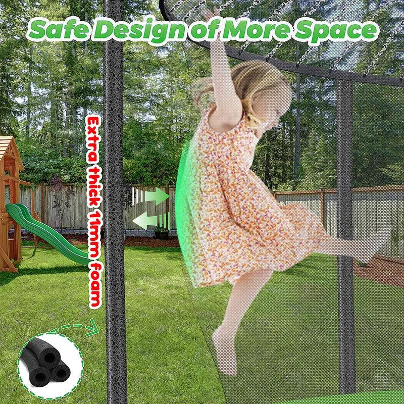 16FT Trampoline for 8 - 9 Kids Adults with Basketball Hoop, Enclosure, Light, Sprinkler, Socks, 2000 lb Outdoor Round Heavy Duty Recreational Backyard Trampoline