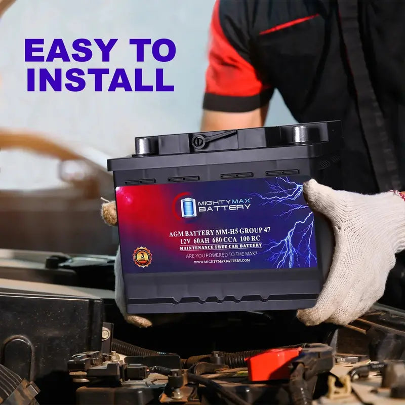 MM-H5 AGM Automotive Battery – 12V, 60Ah, 100RC, 680 CCA, Group Size 47