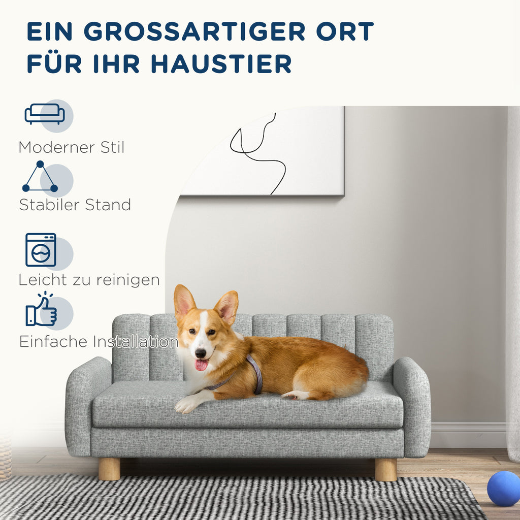 PawHut Hundebett, weiches Kissen, waschbarer Bezug, rutschfeste Füße, grau, 94B x 61T x 40H cm