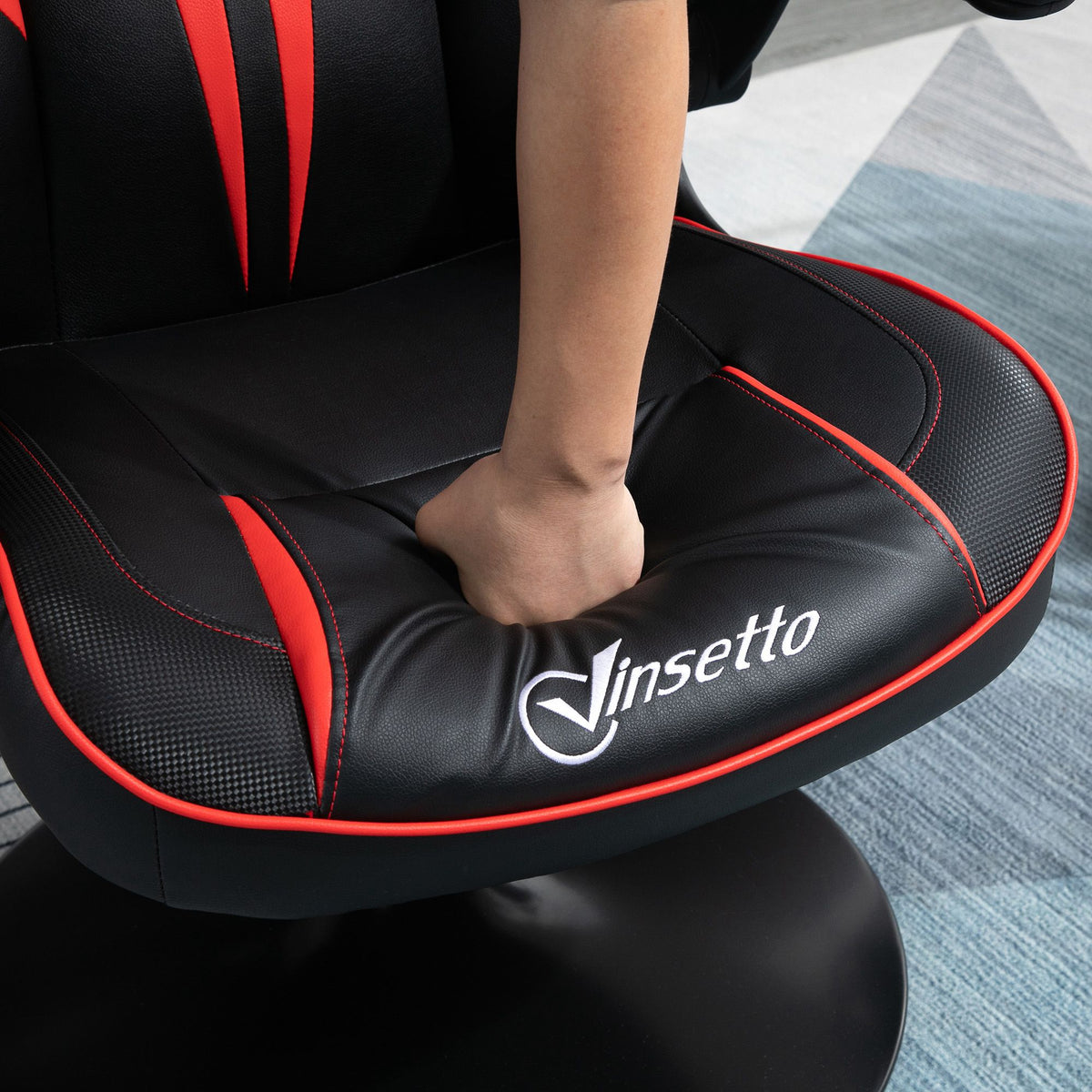 Vinsetto Gaming Stuhl ergonomischer Computerstuhl mit Wippfunktion Drehstuhl höhenverstellbar Stahl Schwarz+Rot 67 x 70 x 106-112 cm