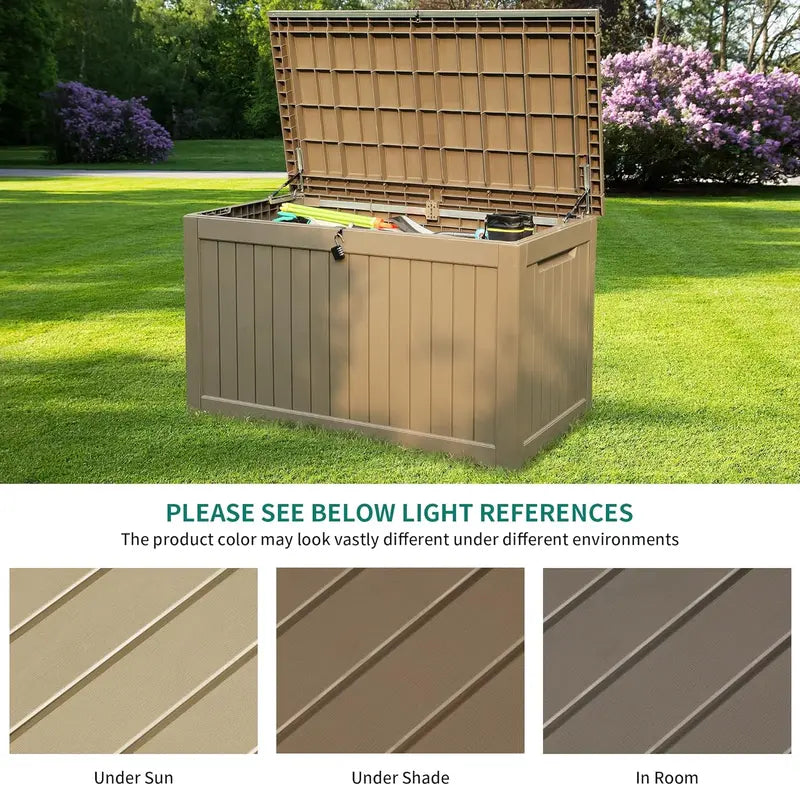 YITAHOME XXL 230 Gallon Lockable Outdoor Storage Deck Box, Resin, Grayish-White, for Patio Furniture & Garden Tools