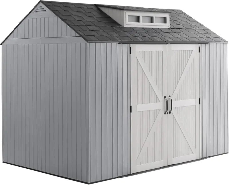 Rubbermaid Weather-Resistant Garden Shed – 2.13m x 2.13m with Floor, Grey Finish