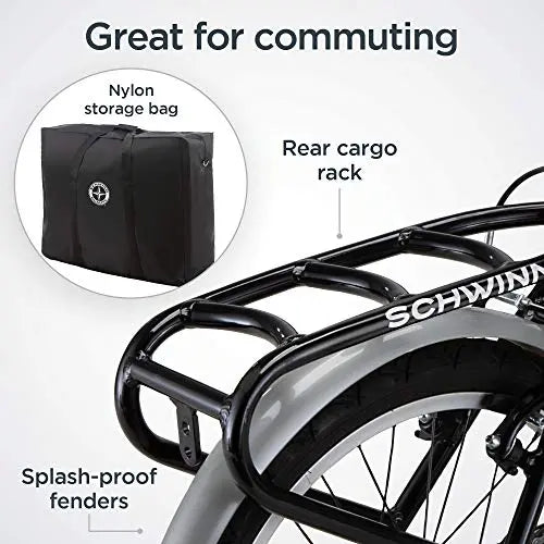 Schwinn Loop Folding Adult Bike – 20-Inch Wheels, 7-Speed Shimano Drivetrain, Lightweight Aluminum Frame