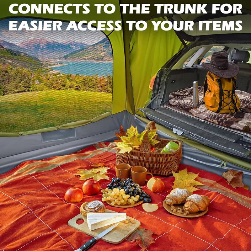 Waterproof SUV Car Tent – PU3000mm Double-Layer Design, Tailgate-Compatible, Includes Storage Bag & Rainfly
