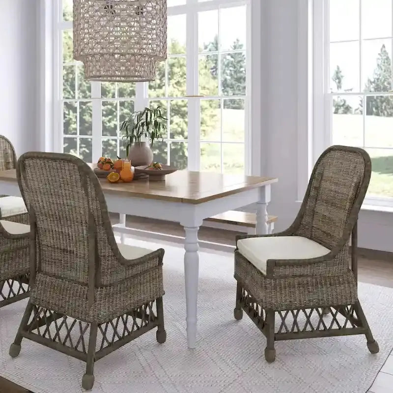 Natural Rattan Dining Accent Chair – Cushioned Seat by East at Main