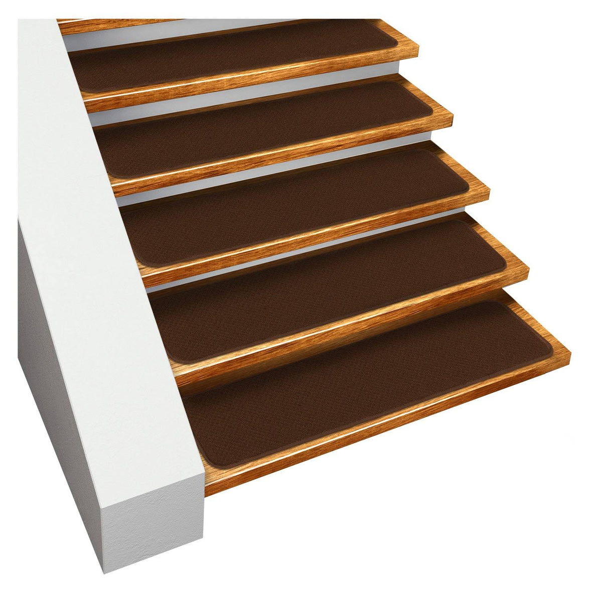 Set of 12 Skid-Resistant Carpet Stair Treads - Chocolate Brown - 8 in. x 23.5 in.