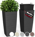 14 in. x 14 in. x 27.5 in. Evergreen Dark Gray M-Resin Indoor/Outdoor Planter w/Built-In Drainage, Duo Set, XL (2-Piece)