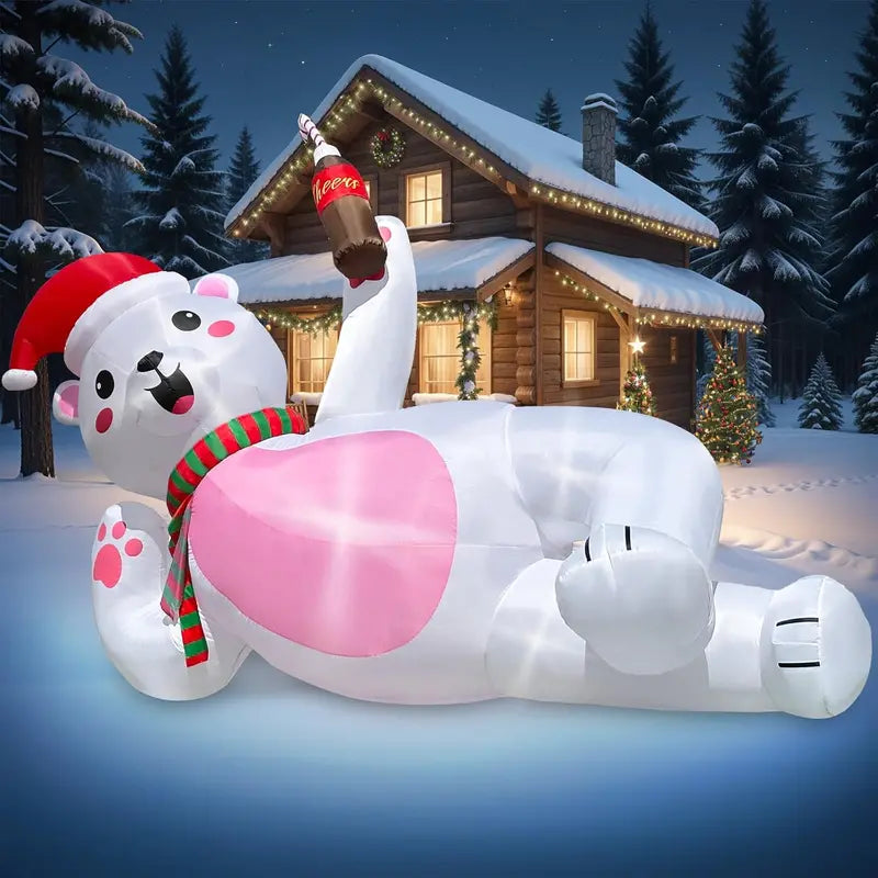 OurWarm 10FT Christmas Inflatable Polar Bear with LED Lights, Polyester, Easy Setup, Outdoor Yard Decor