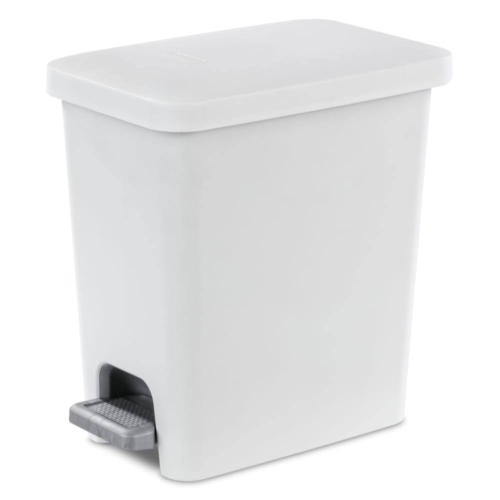 Sterilite Rectangular Step-On Wastebasket - White - 2.7 Gallon - Each