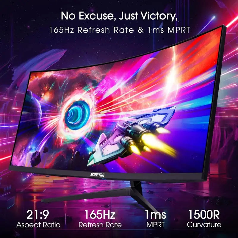 Sceptre 34-Inch Ultrawide WQHD Gaming Monitor – 165Hz Refresh Rate, Curved Design