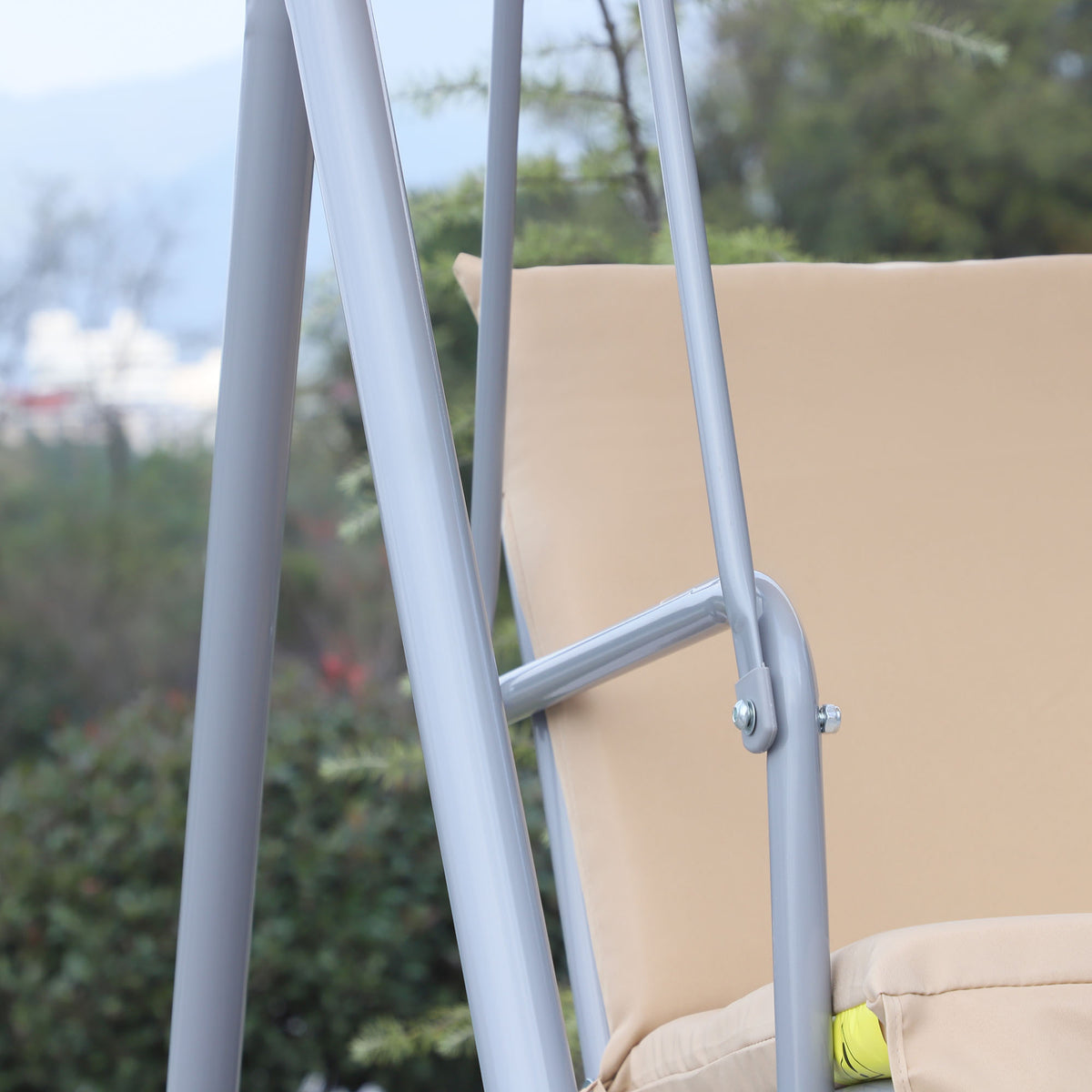 Outsunny Hollywoodschaukel Gartenschaukel Schaukel 2-Sitzer mit Sonnendach Beige 175 x 112 x 165 cm