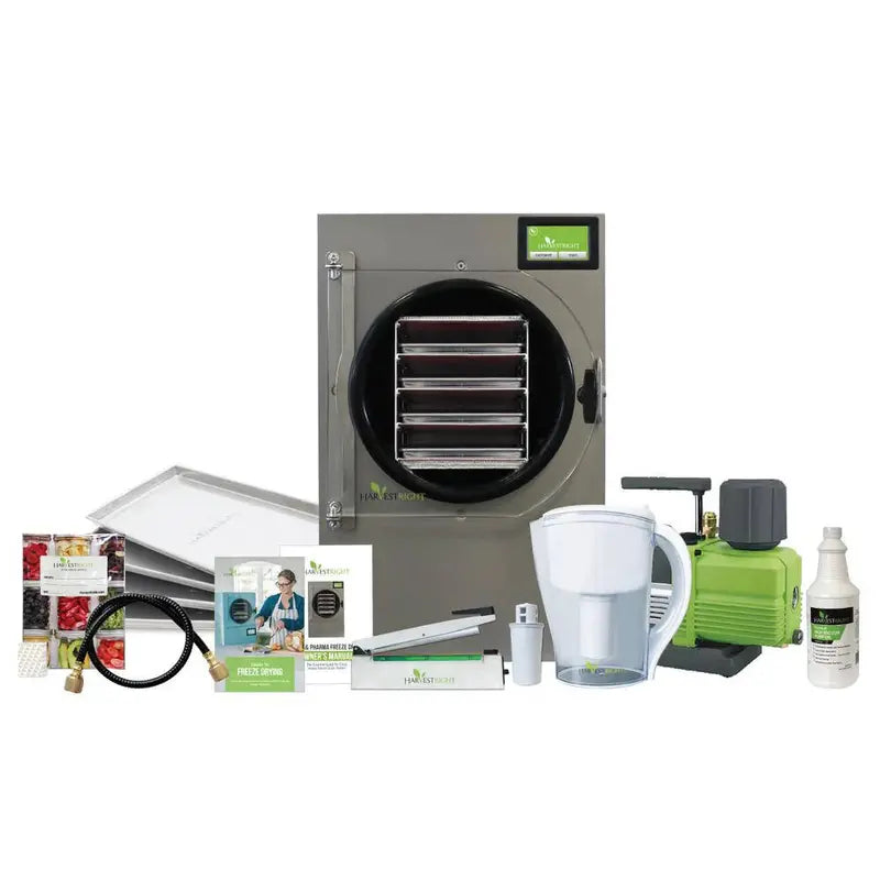 Harvest Right 5-Tray Medium Aluminum Freeze Dryer – Includes Mylar Bag Starter Kit (Black)