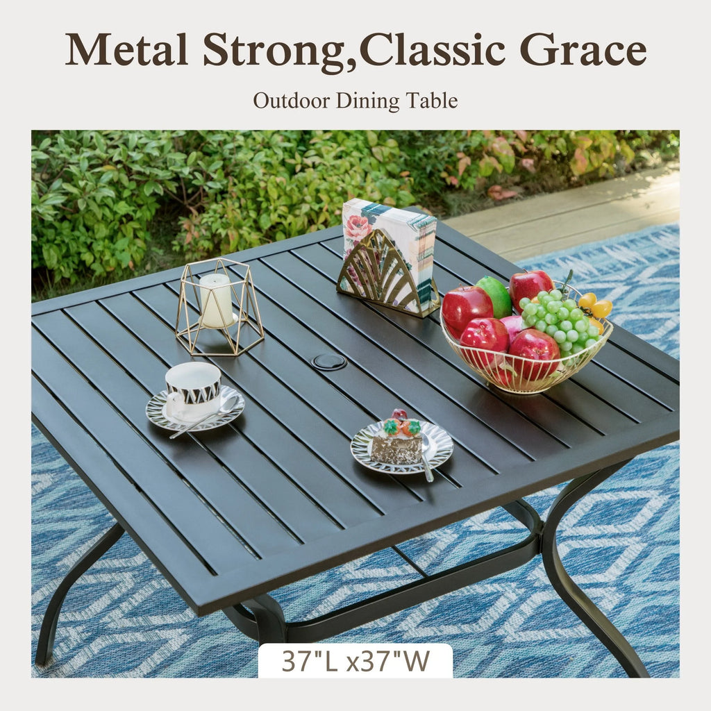 Sophia & William 37" Outdoor Square Dining Table with Steel Frame for 4 Chairs