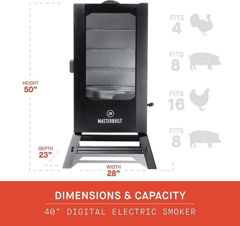 Masterbuilt 40″ Digital Electric Smoker with Window & Legs – Black
