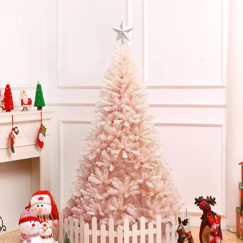 Pink Artificial Christmas Tree – 6ft or 7ft Unlit Premium Hinged Spruce Full-Profile Tree