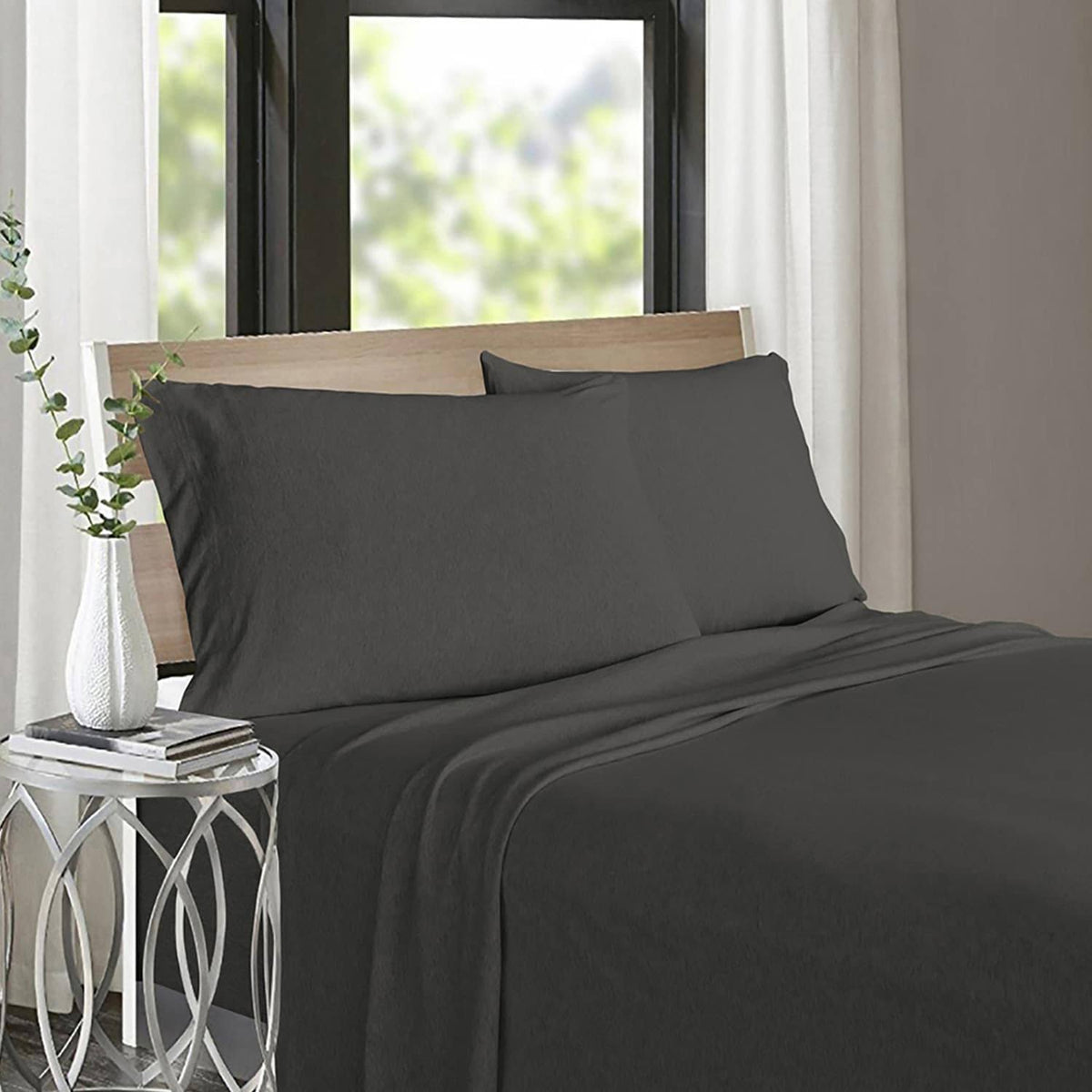 Soft Tees Luxury Cotton Modal Jersey Knit Sheet Set (Dark Gray/King)