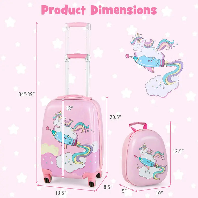 Pink Kids' Carry-On Luggage Set: 12″ and 18″ Spinner Suitcases