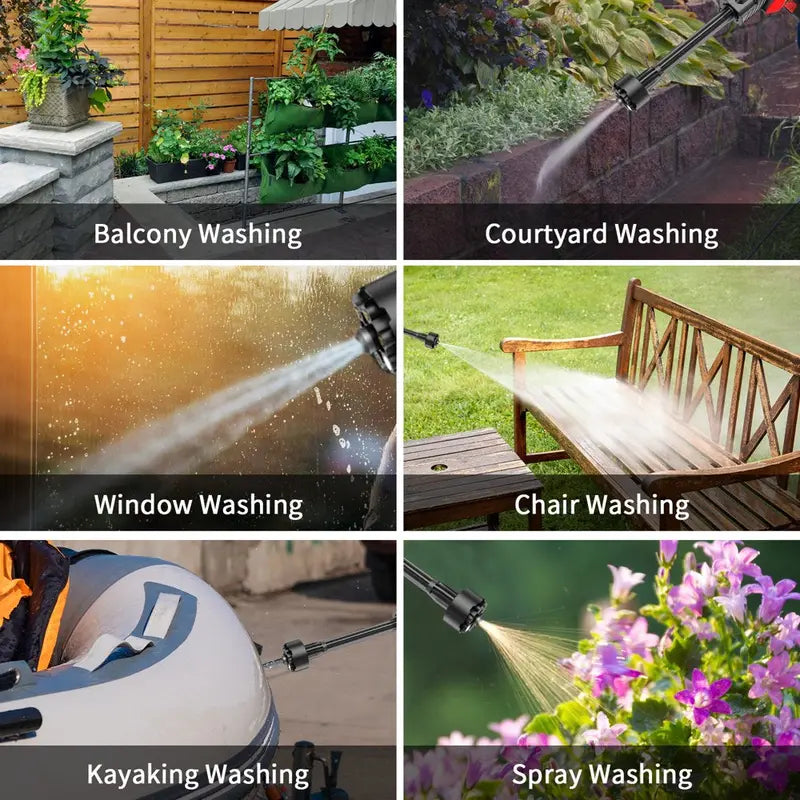 VAVSEA Cordless Pressure Washer, 24V with 6-In-1 Adjustable Nozzle, 32.8FT Water Pipe